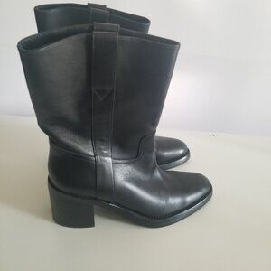 NWOB Jeffrey Campbell Desert-Me Women's Black Leather Mid Calf Boots Sz 6M